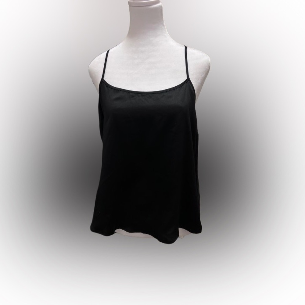 NWT Victoria’s Secret Size L Black Cecile Modal Camisole front silky/back modal